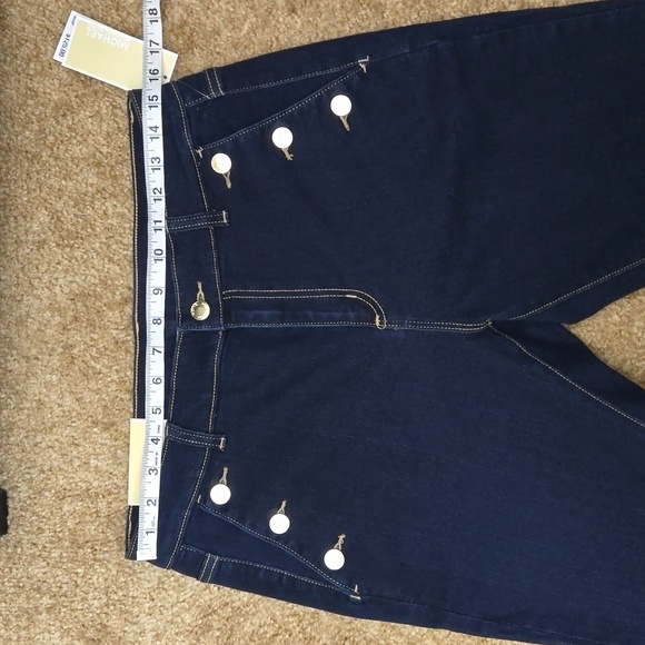 NWT MICHAEL Michael Kors Gold Buttons Sailor Blue Jeans Size 8 - Picture 8 of 10